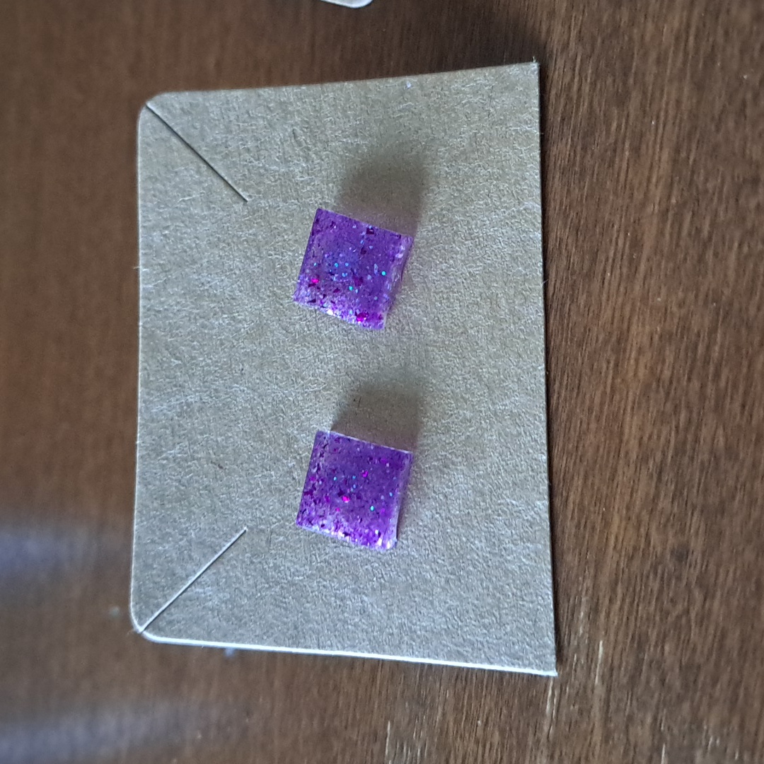 Purple Square Earrings